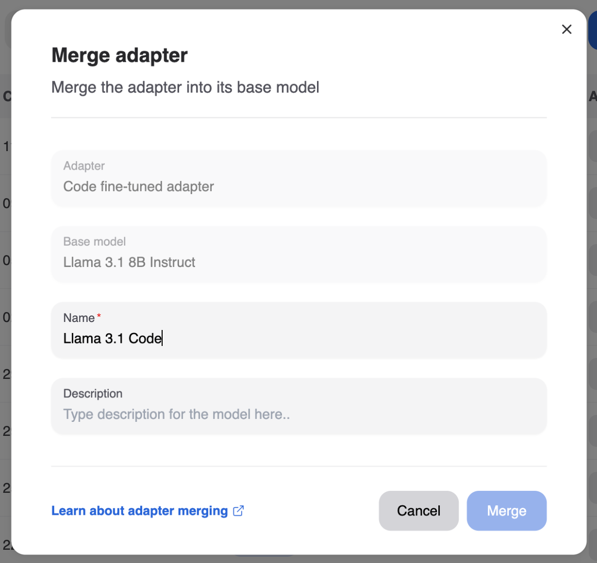 Merged adapter details