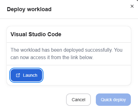 Workspace deployed successfully