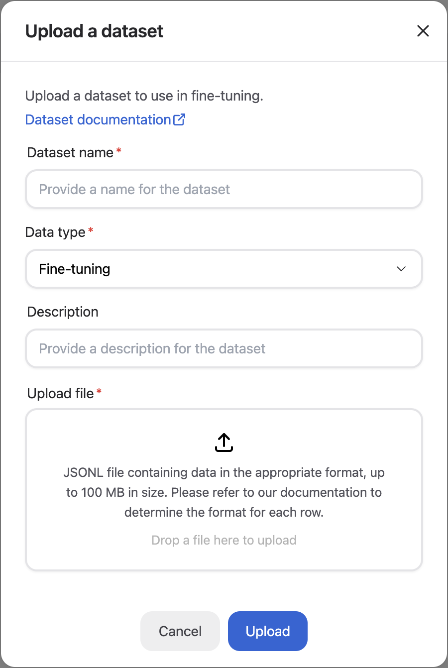 Upload dataset