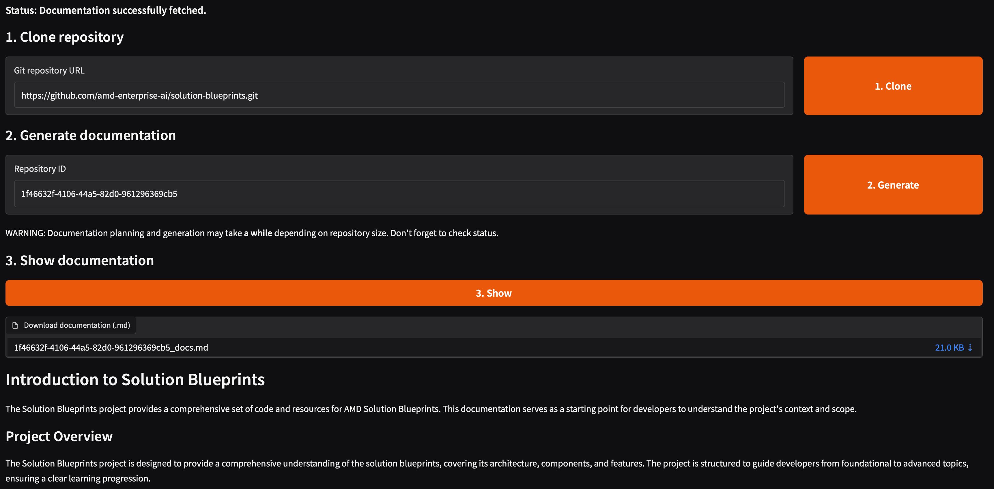Code Docs Builder UI