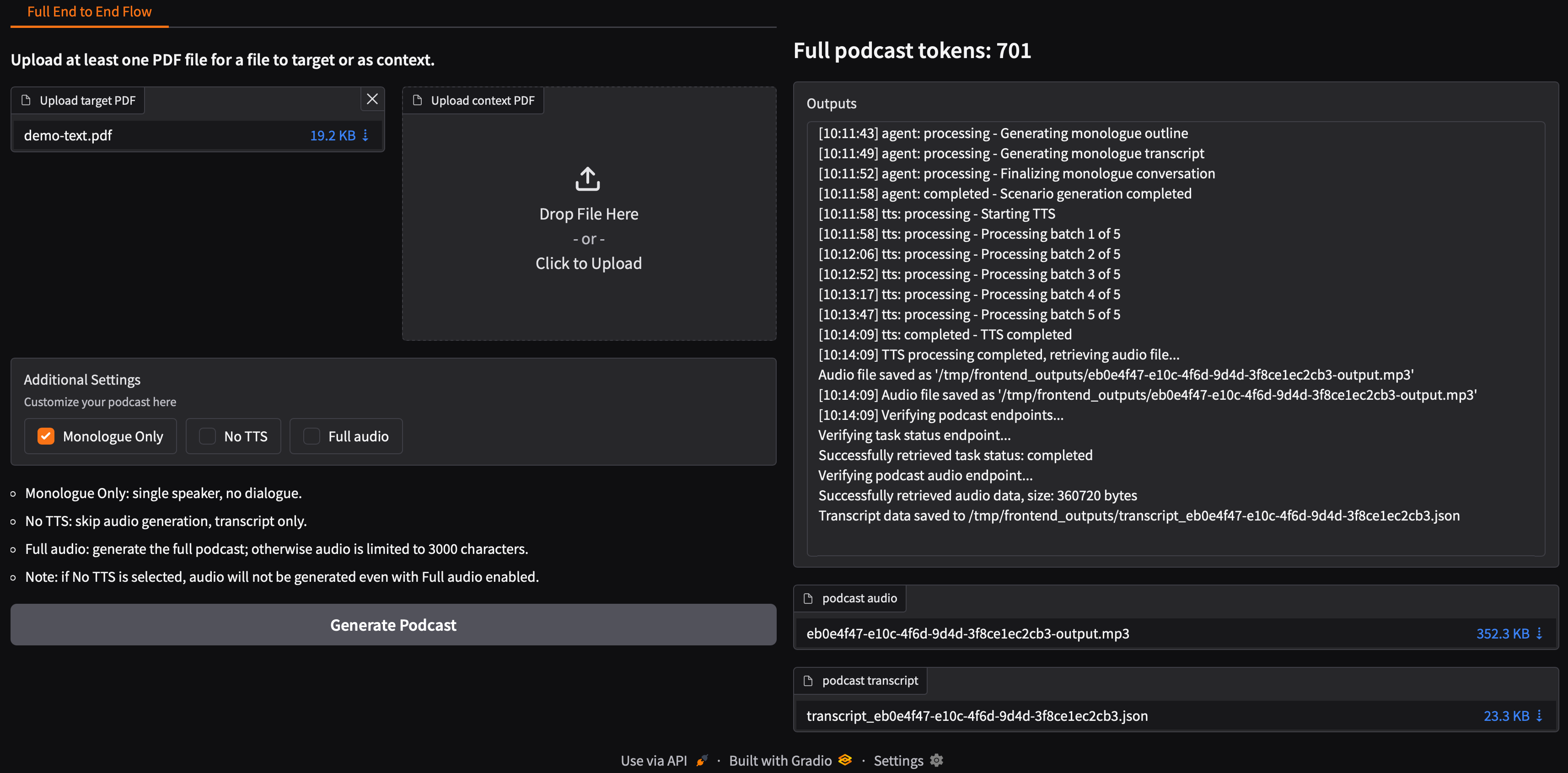 PDF to Podcast UI