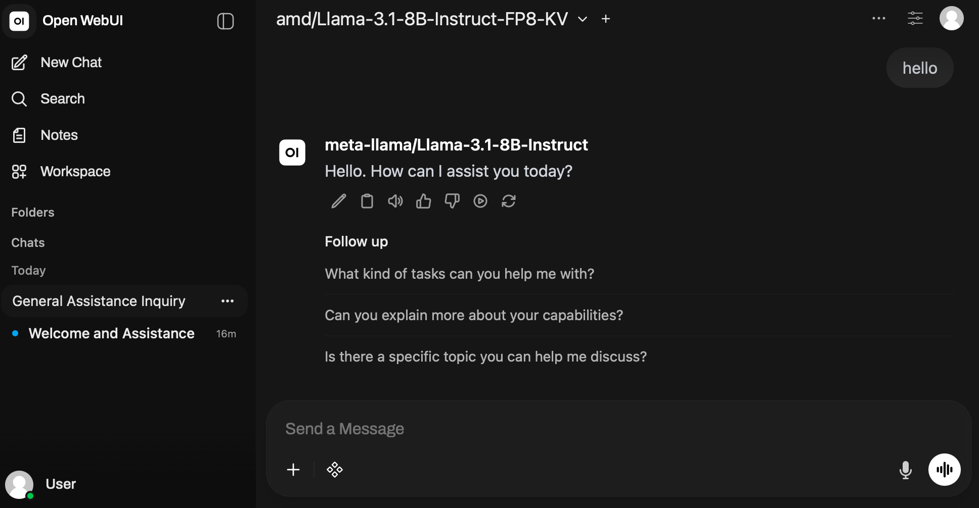 LLM Chat Blueprint UI