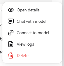 Workload actions menu